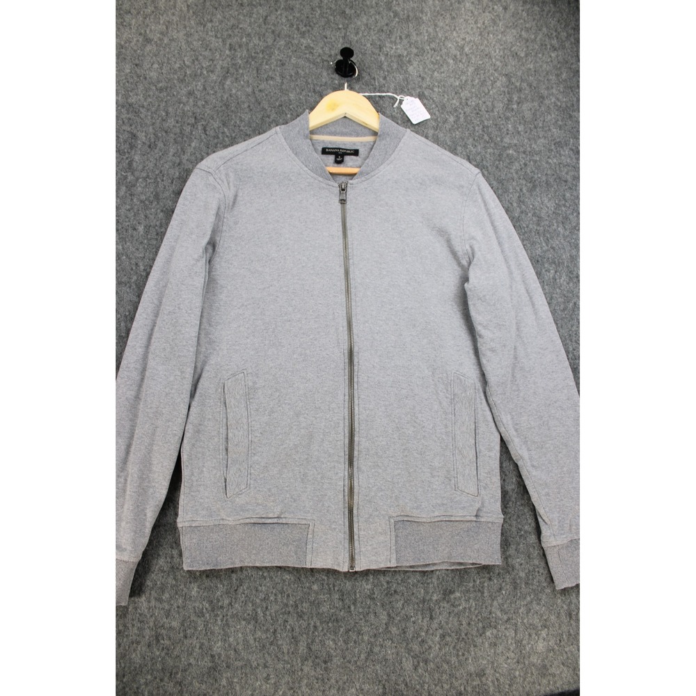 Banana Republic Mens Luxe Touch Bomber Jacket Heather Grey S 710578-00